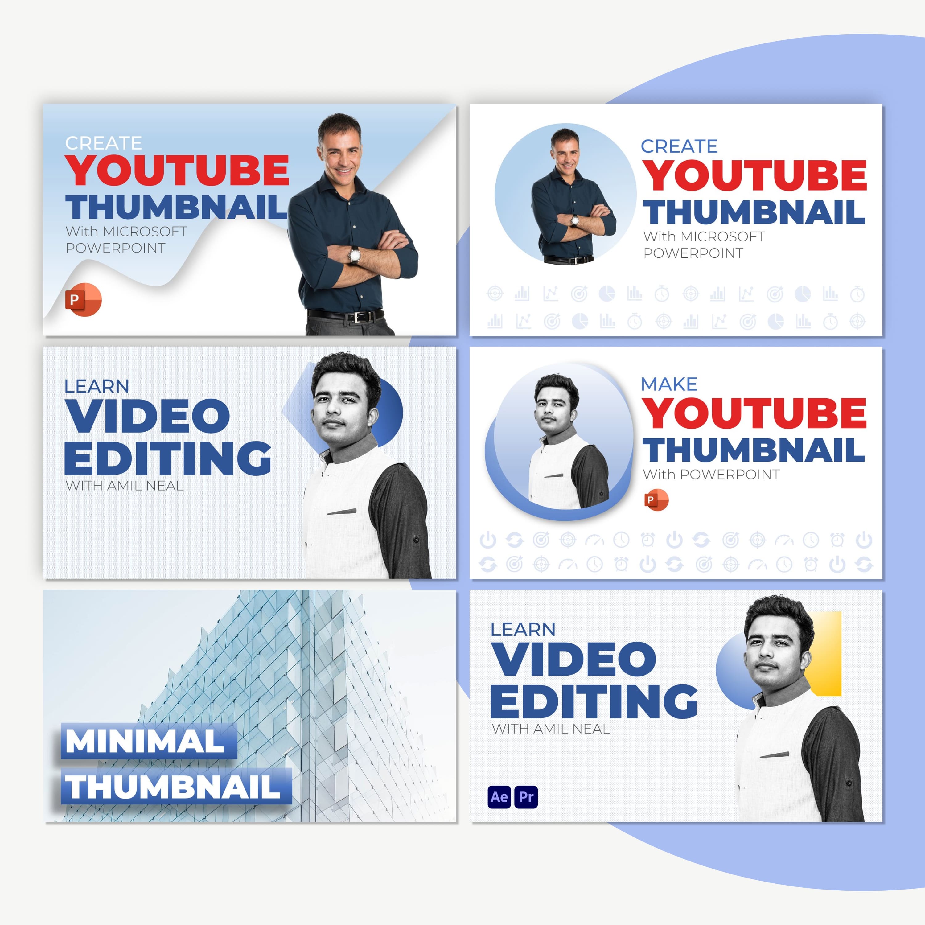 Youtube Thumbnails with PowerPoint cover.
