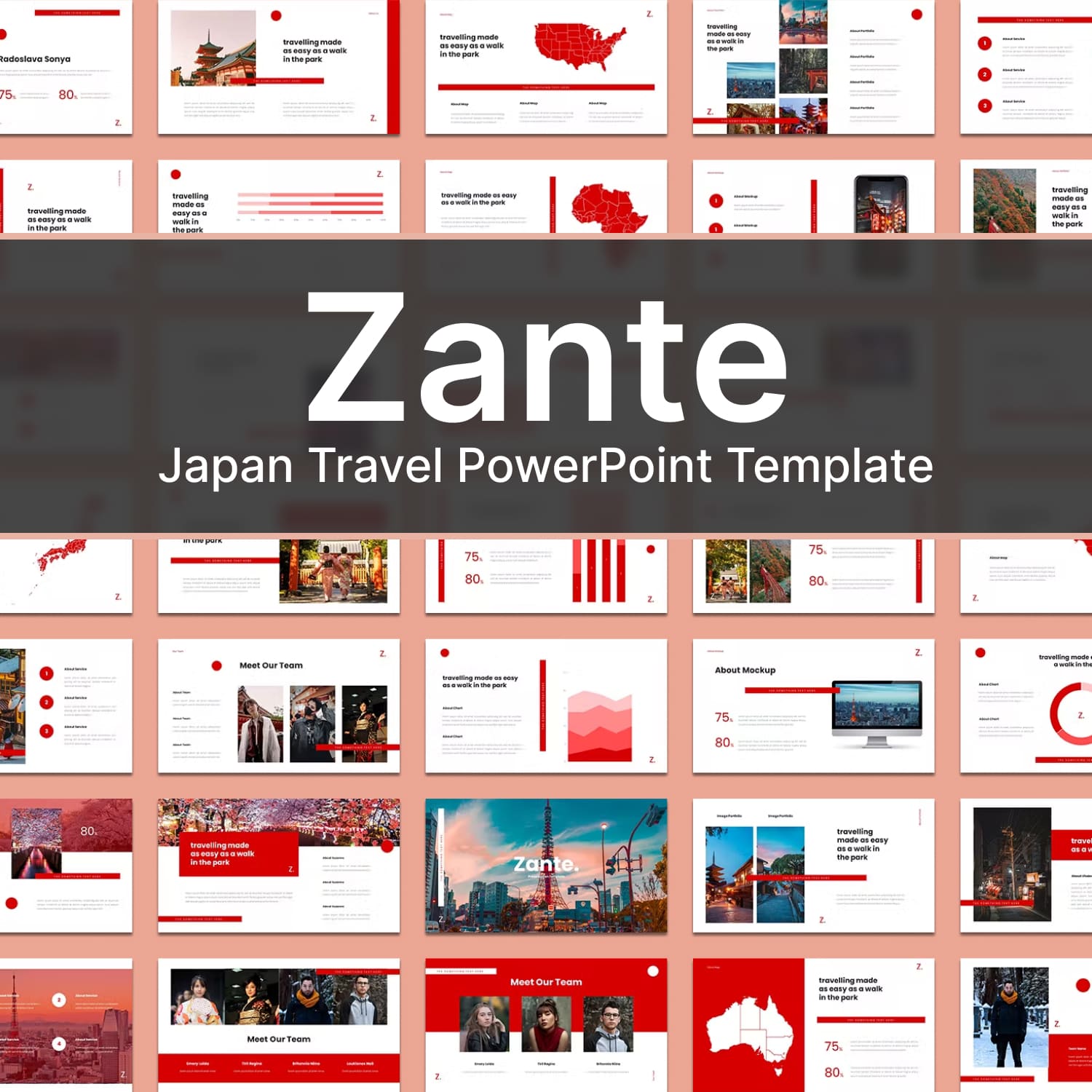 Zante japan travel powerpoint template - main image preview.