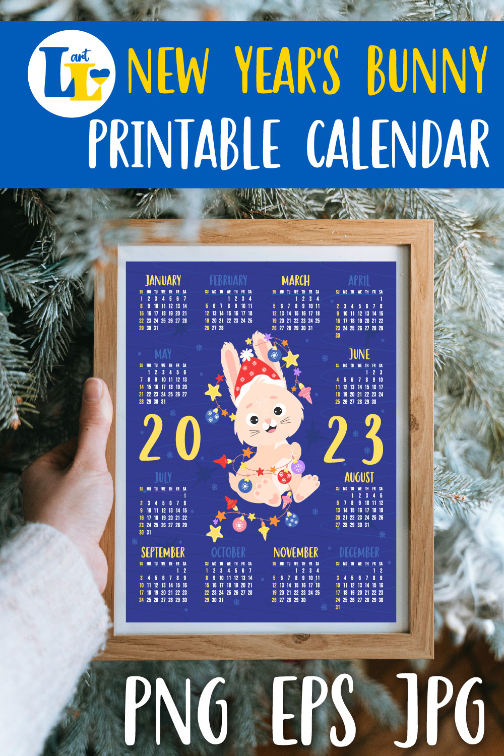 Printable Monthly Calendar Bugs Bunny 2023. Annual Planner. Format letter