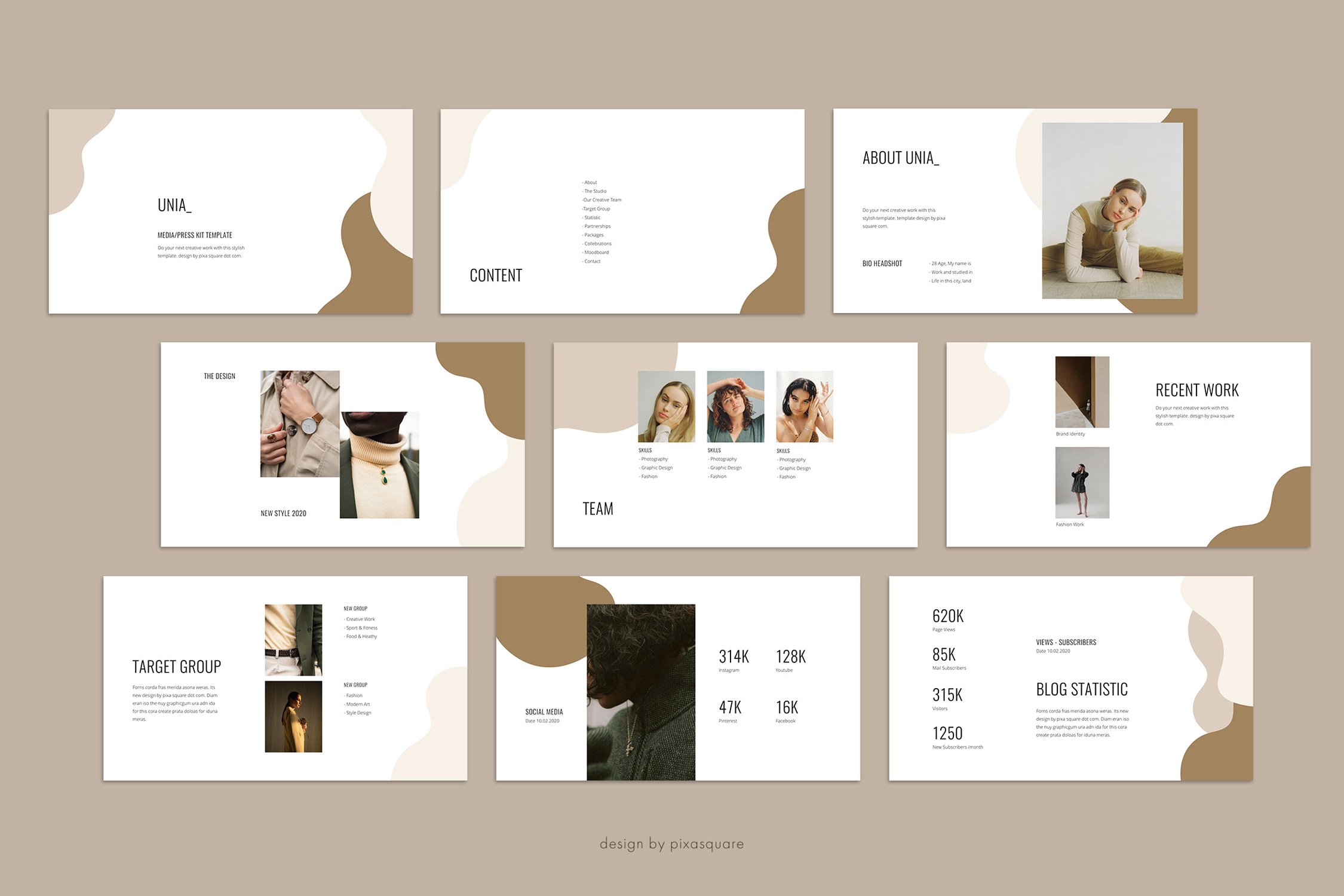 Light template which created in pastel colors and in a minimalistic style.