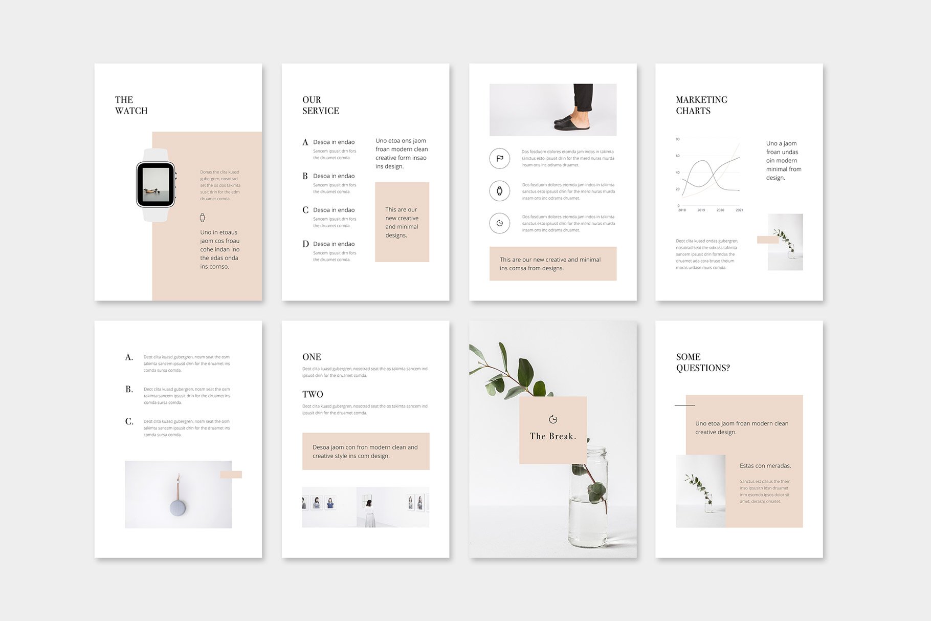 Elegant visual template with peach elements.