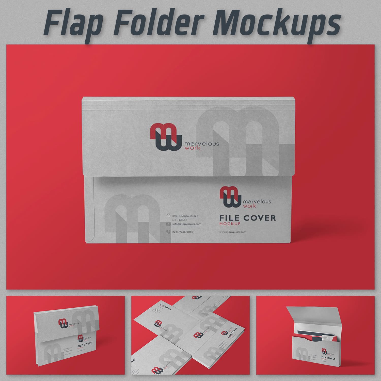 Pack of images of a flap folder with an enchanting design.
