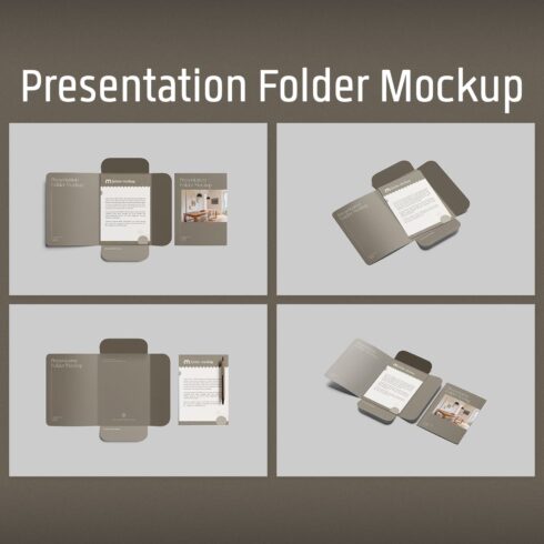Colorful design presentation folder images set.