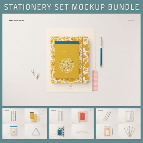 Pack of images of stationery with a colorful design.