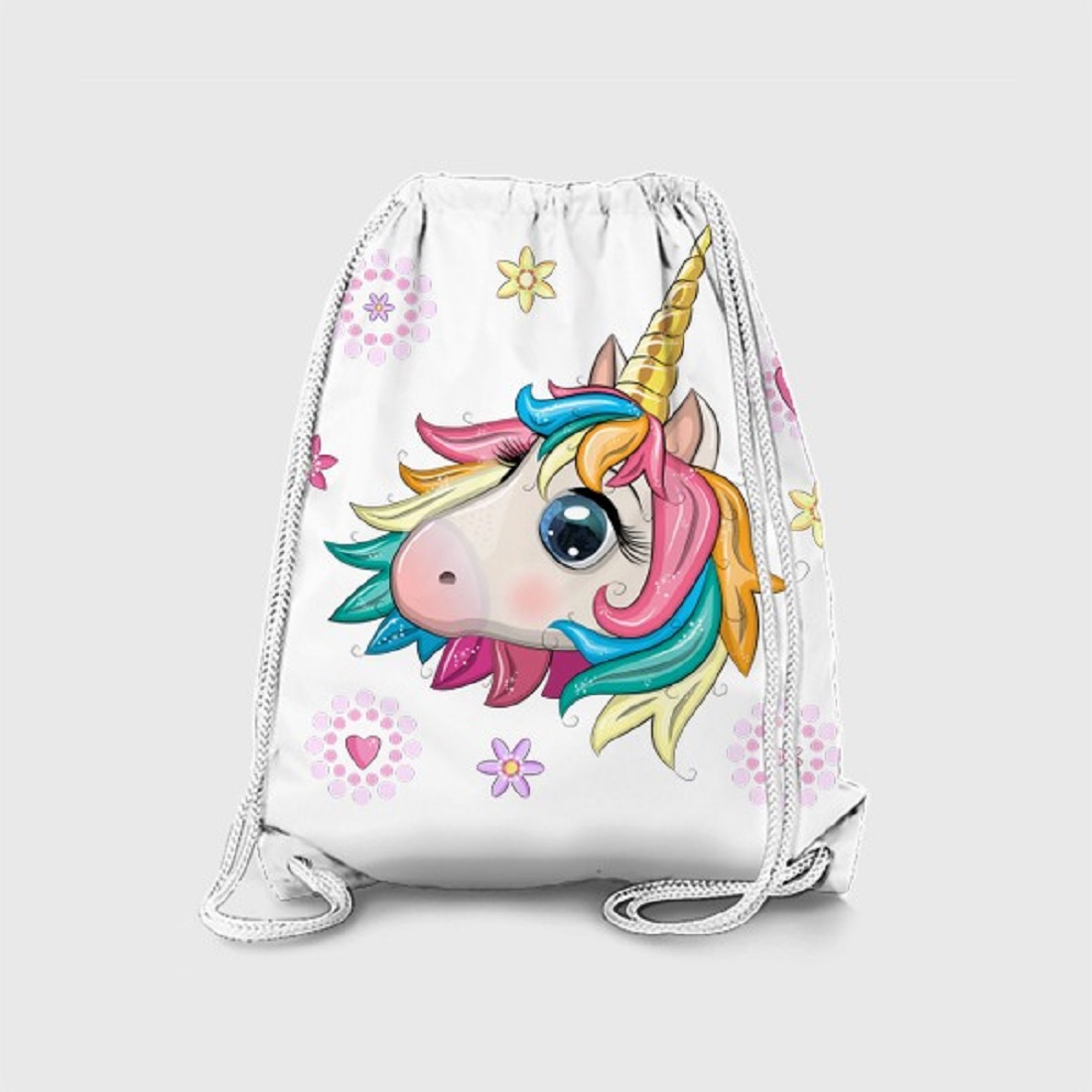 Cute Unicorn Face with Beautiful Eyes Rainbow Bangs Graphics cover image.