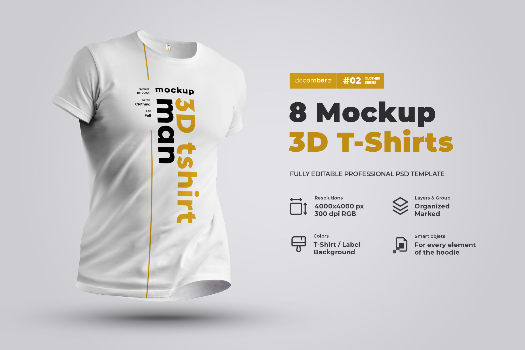 8 Mockups 3D T-Shirts facebook image.