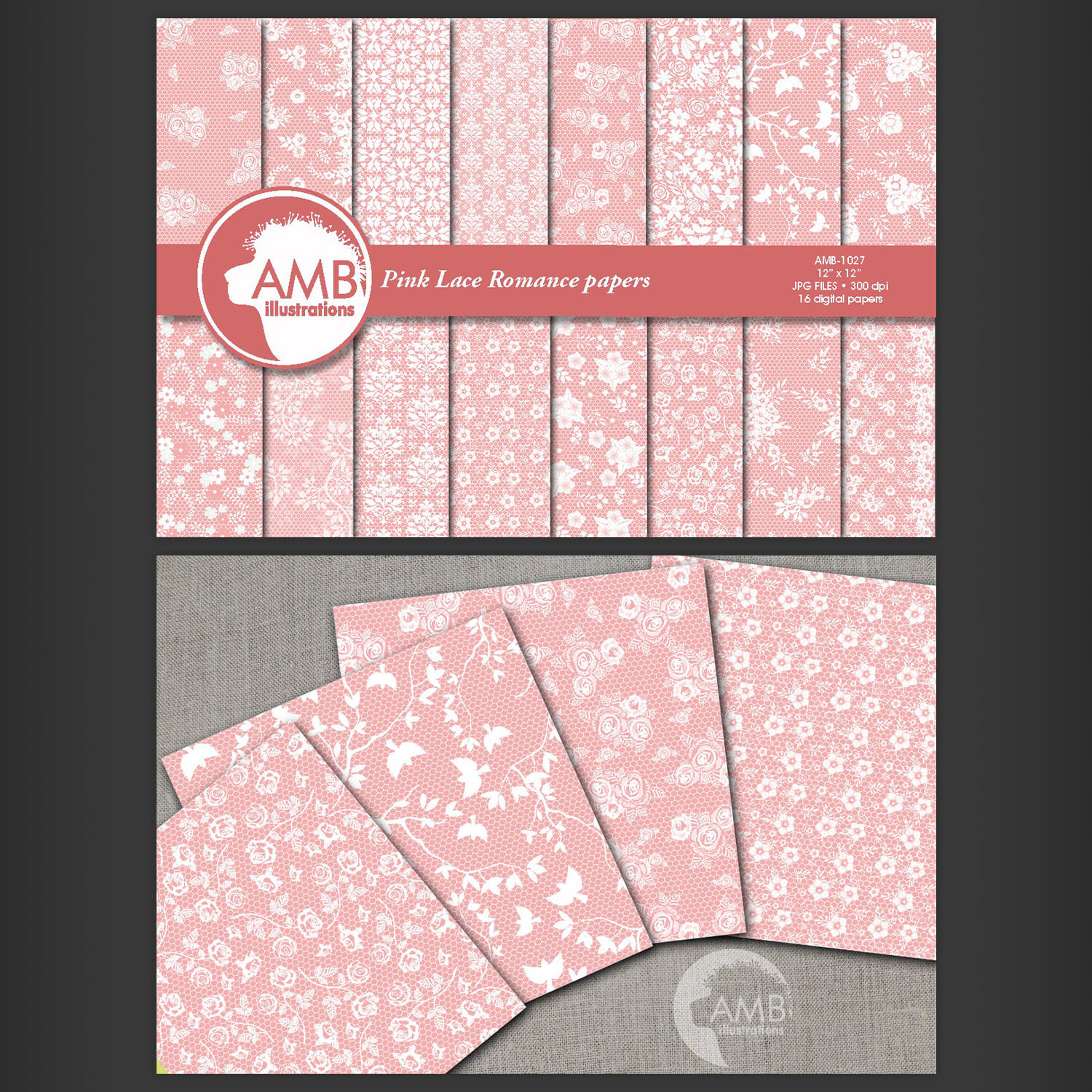 Pink Lace Papers AMB-1027 Cover.