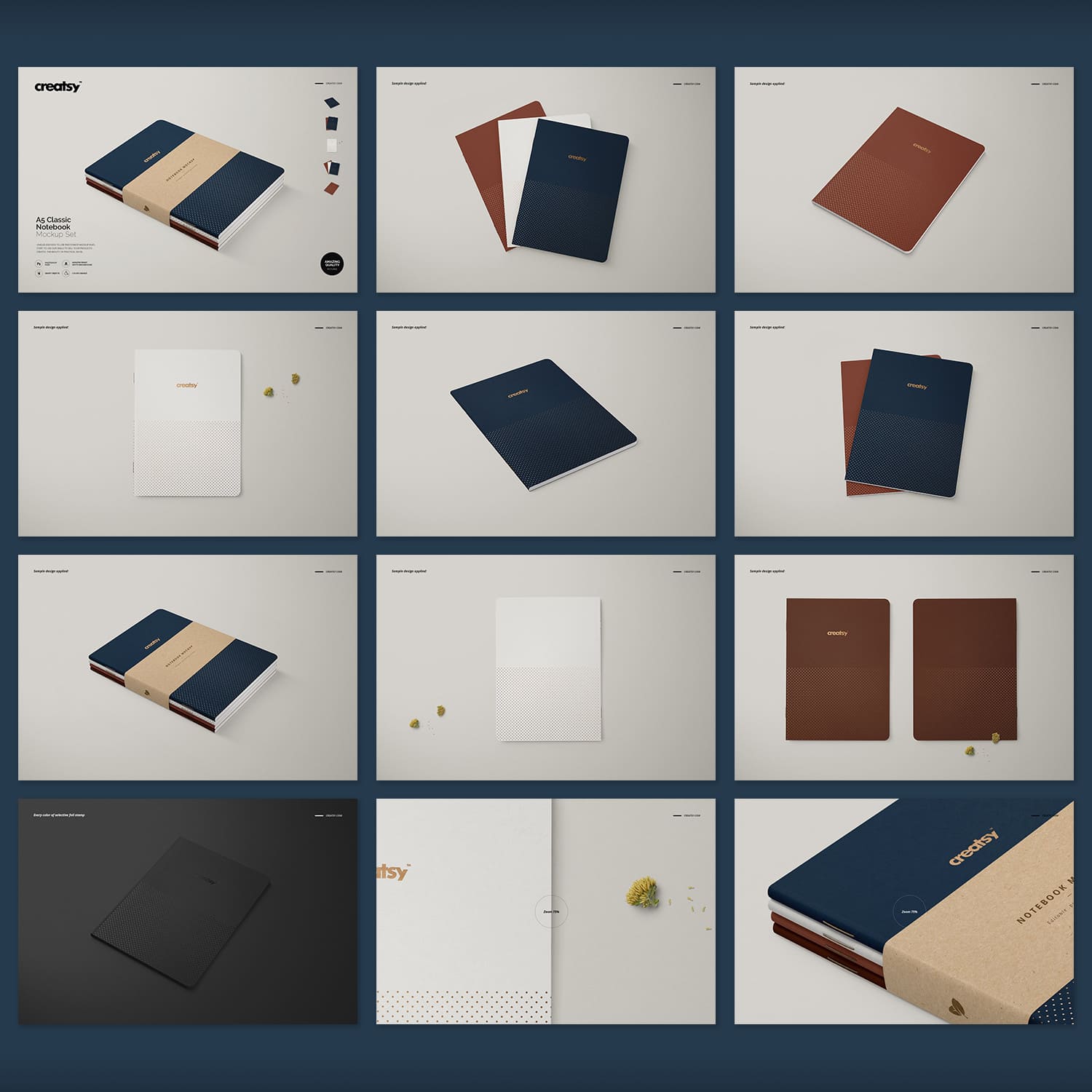 A set of A5 classic notebook images with great designs.