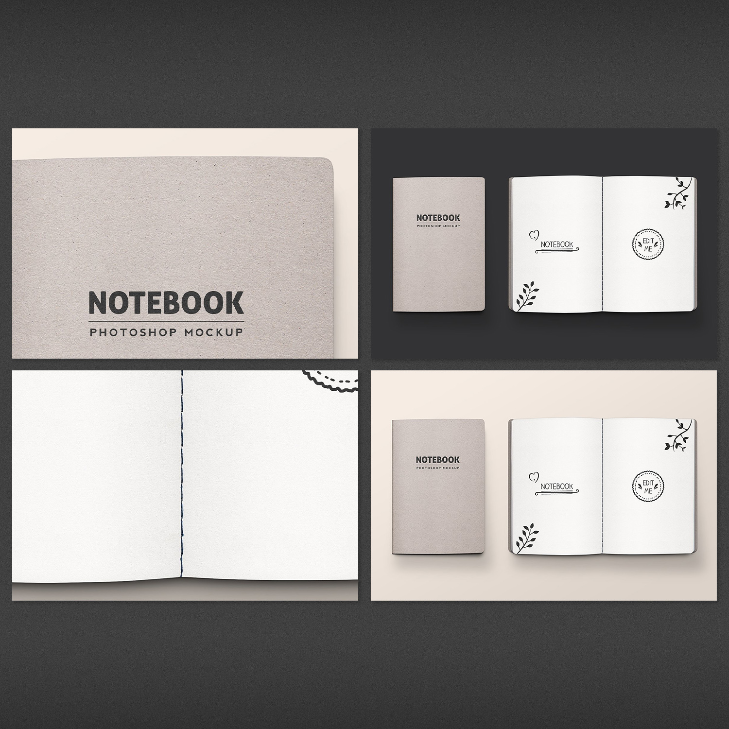 A set of stitched notebook images with great designs.