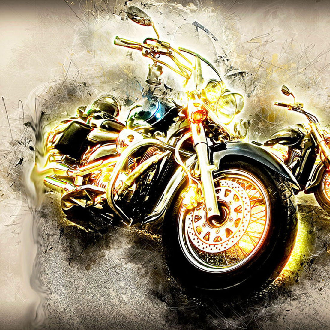 Motorcycles HQ Illustrations with Grunge Style cover image.
