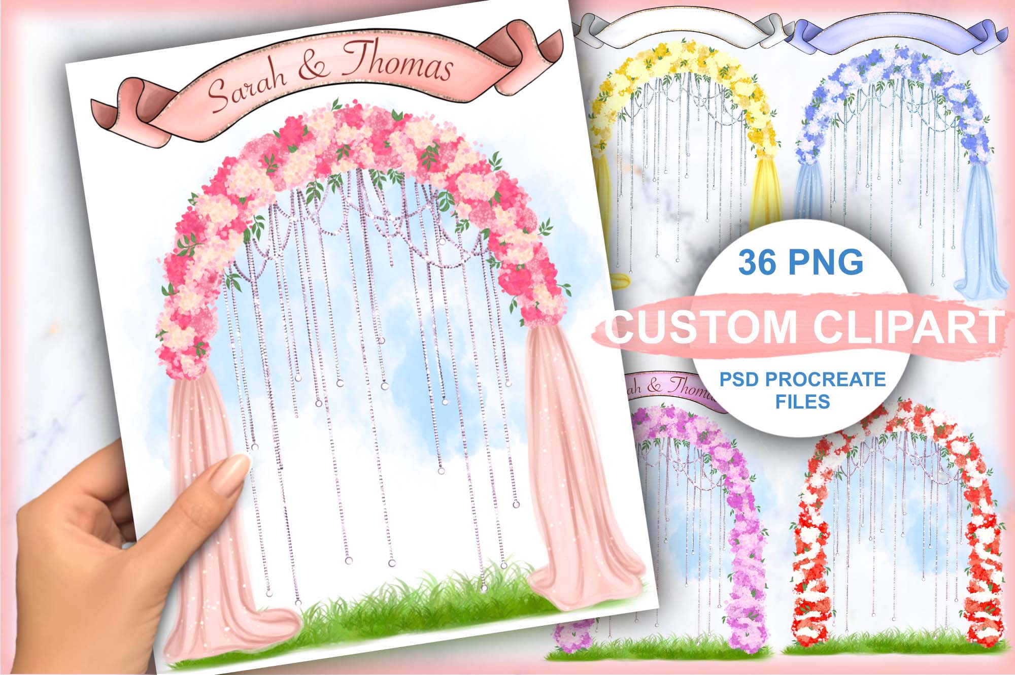 Background Clipart, Wedding Arch facebook image.
