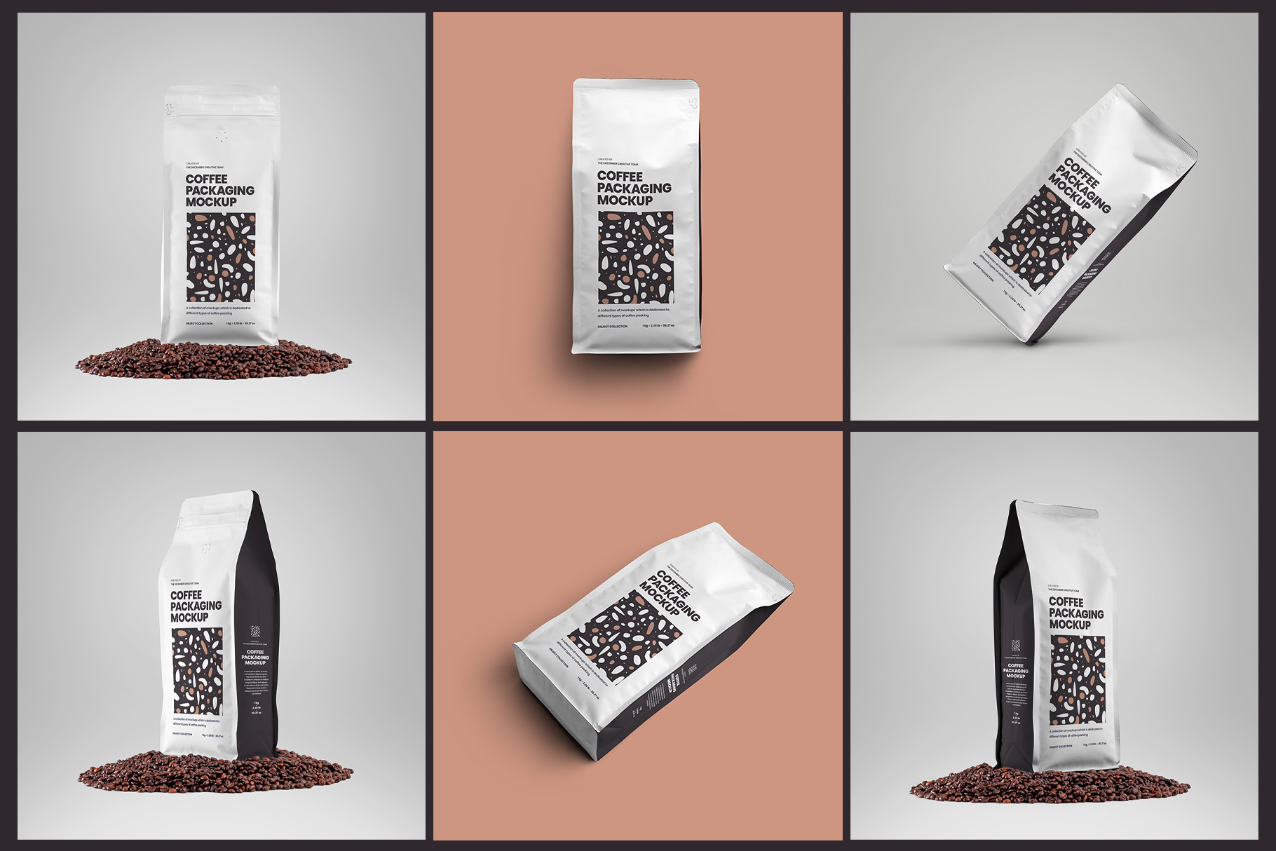 Proffesional 12 Side Gusset Pouch Coffee Mockups.