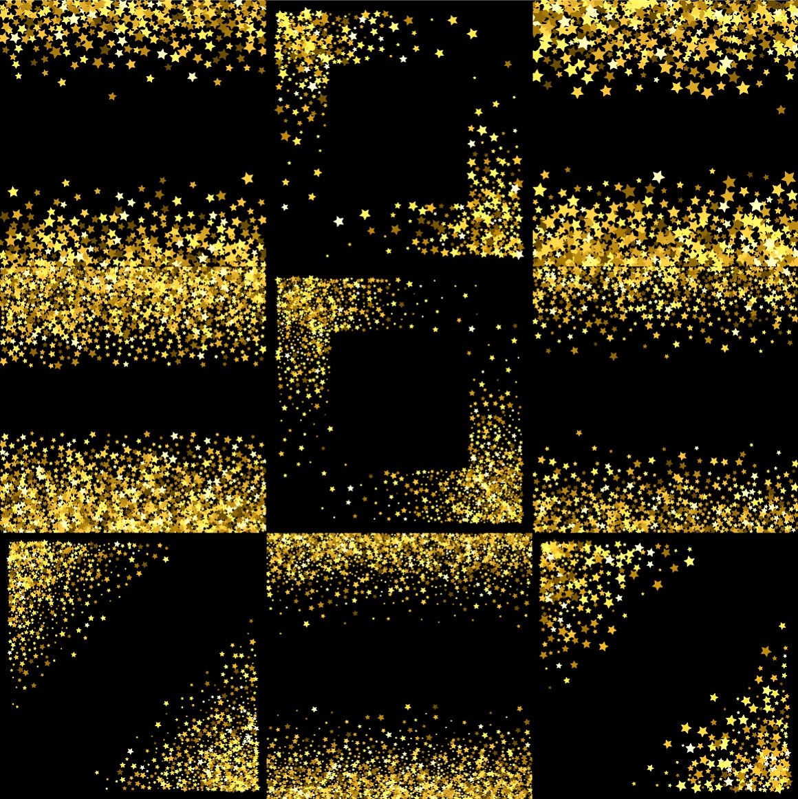 Blossom gold stars on a black background.