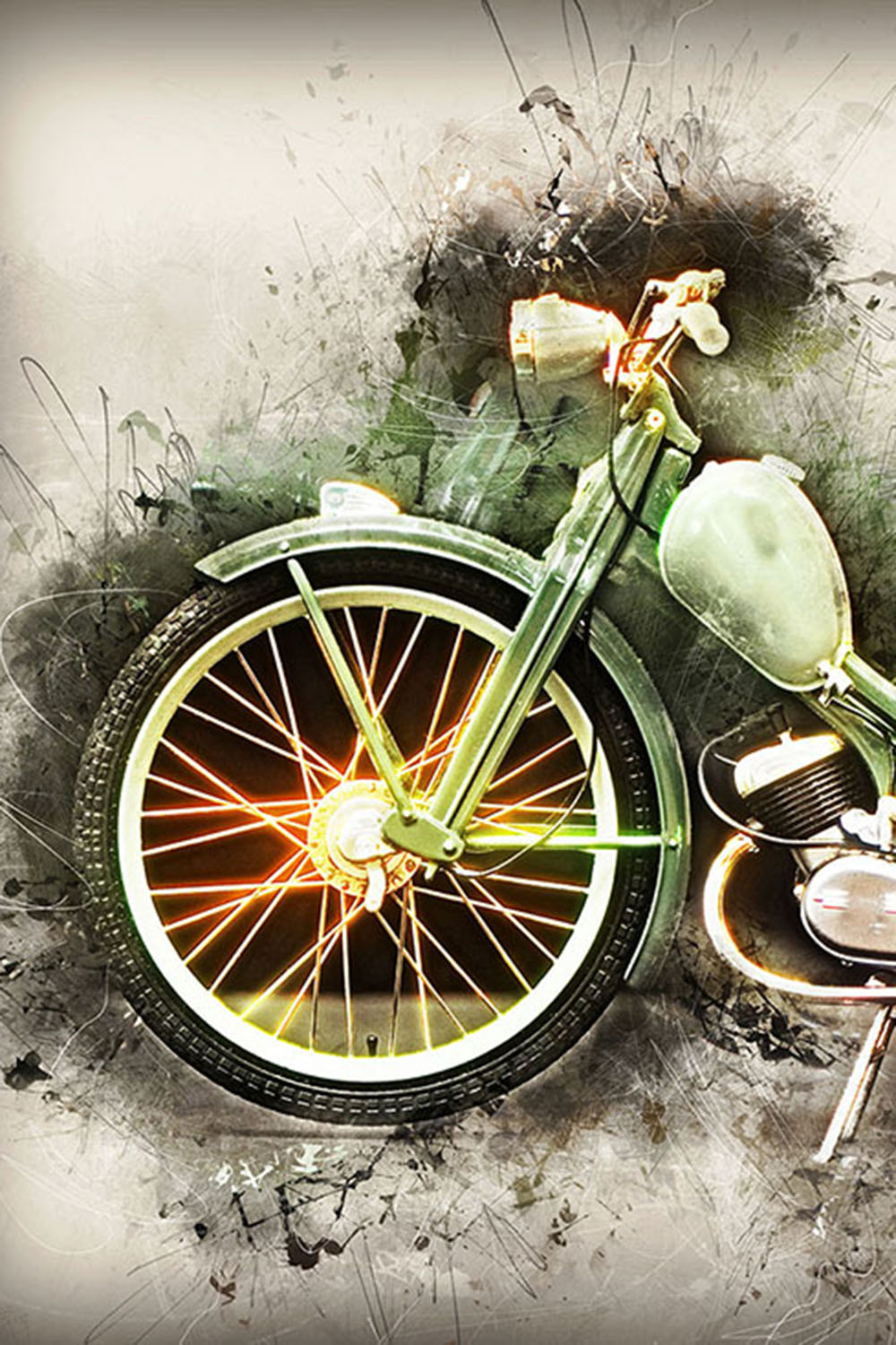 Motorcycles HQ Graphics with Grunge Style Pinterest image.