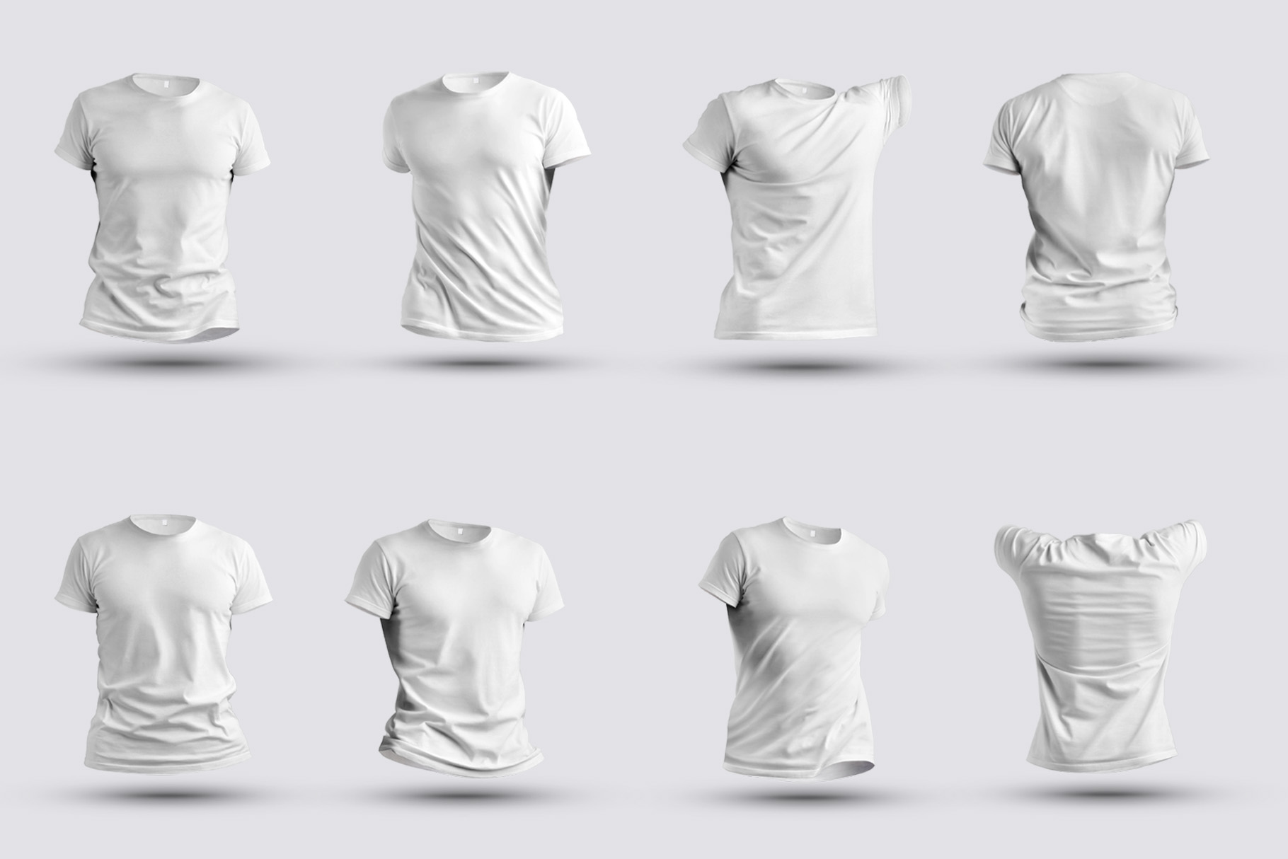 8 Mockups 3D T-Shirts collection.