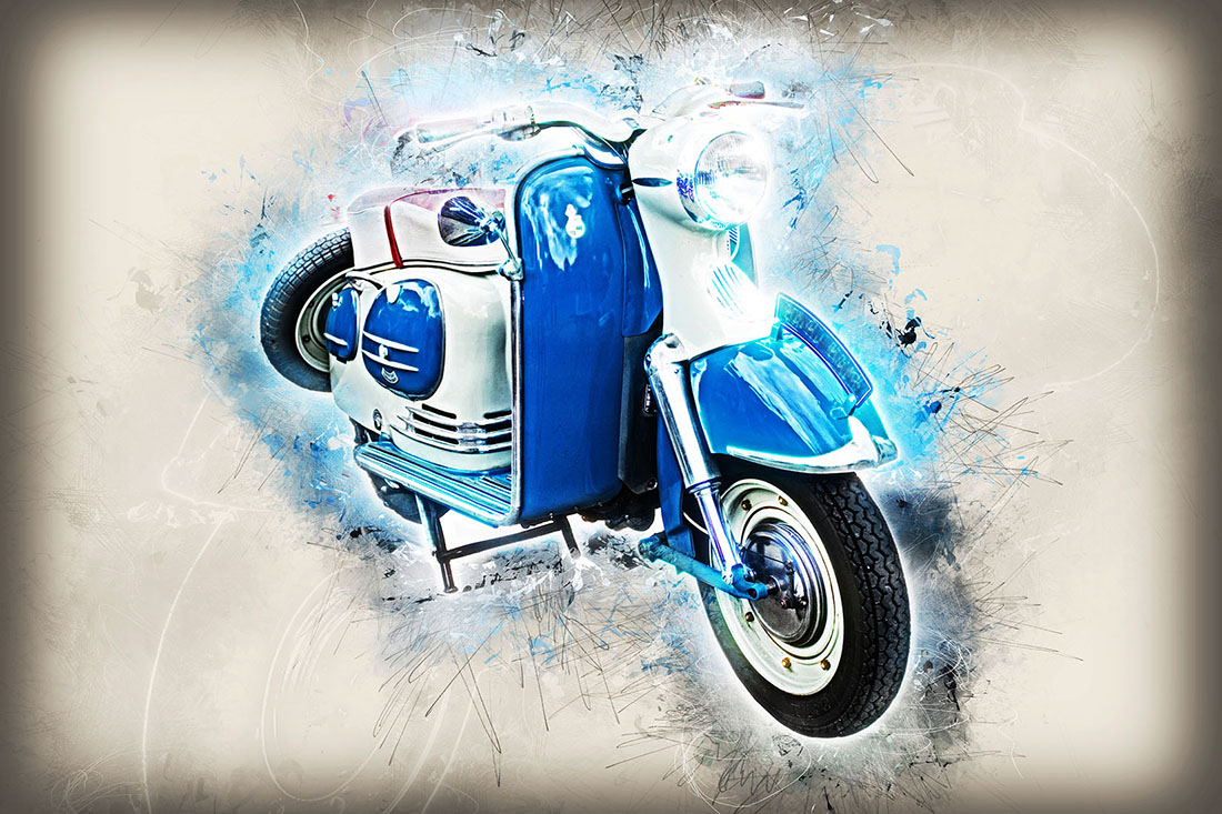Blue Motorcycles Graphics with Grunge Style Preview image.