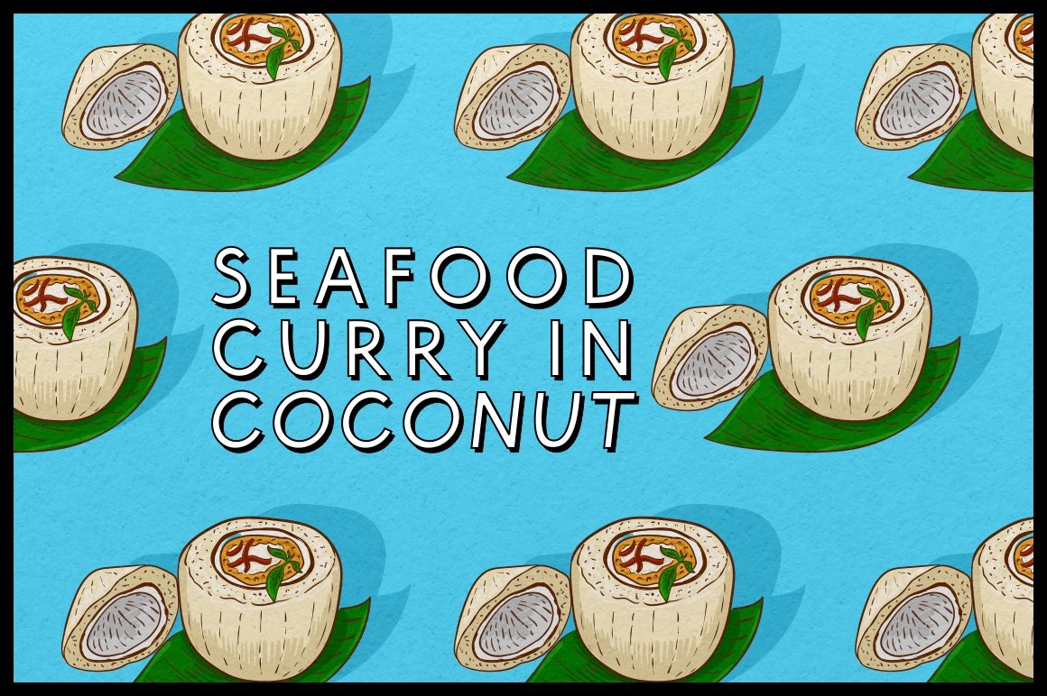 Seafood curry in coconut.