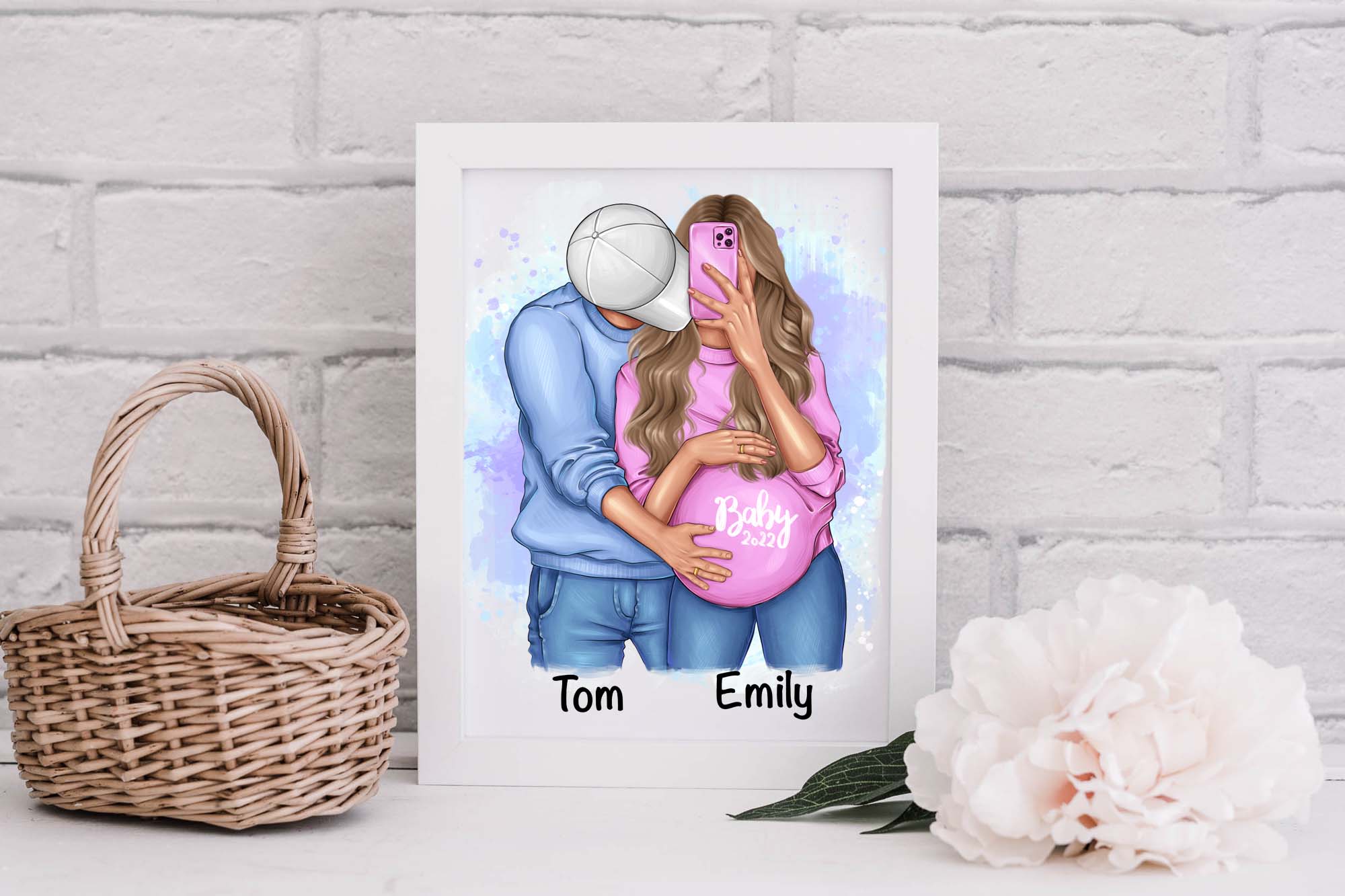 Couple With Pregnant Girl Clipart for interior design.
