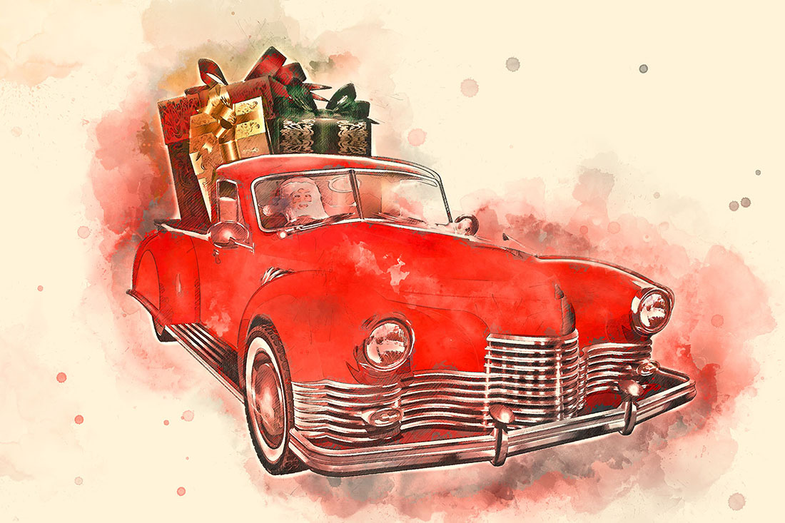Christmas Car Graphics with Artistic Style Preview image.