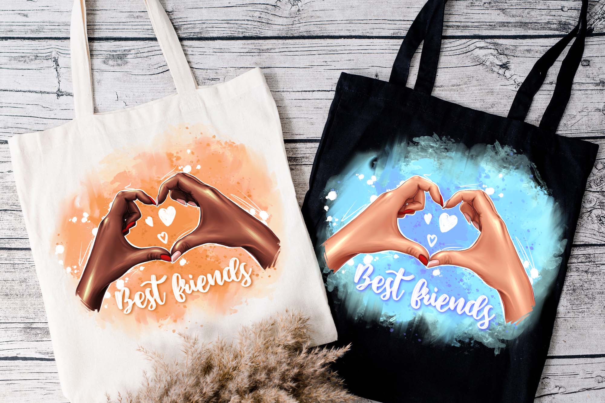 Best Friend Hands Girfrends Clipart bags mockup.
