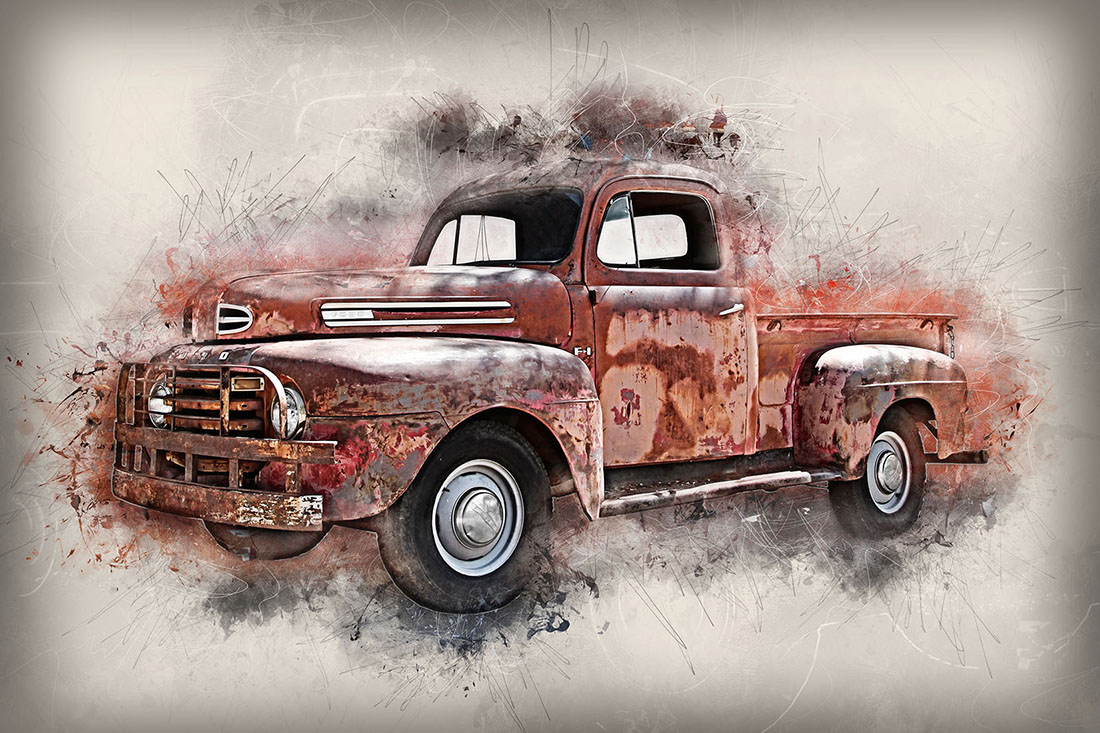 Printable Old Trucks HQ Graphics with Country Style Preview image.