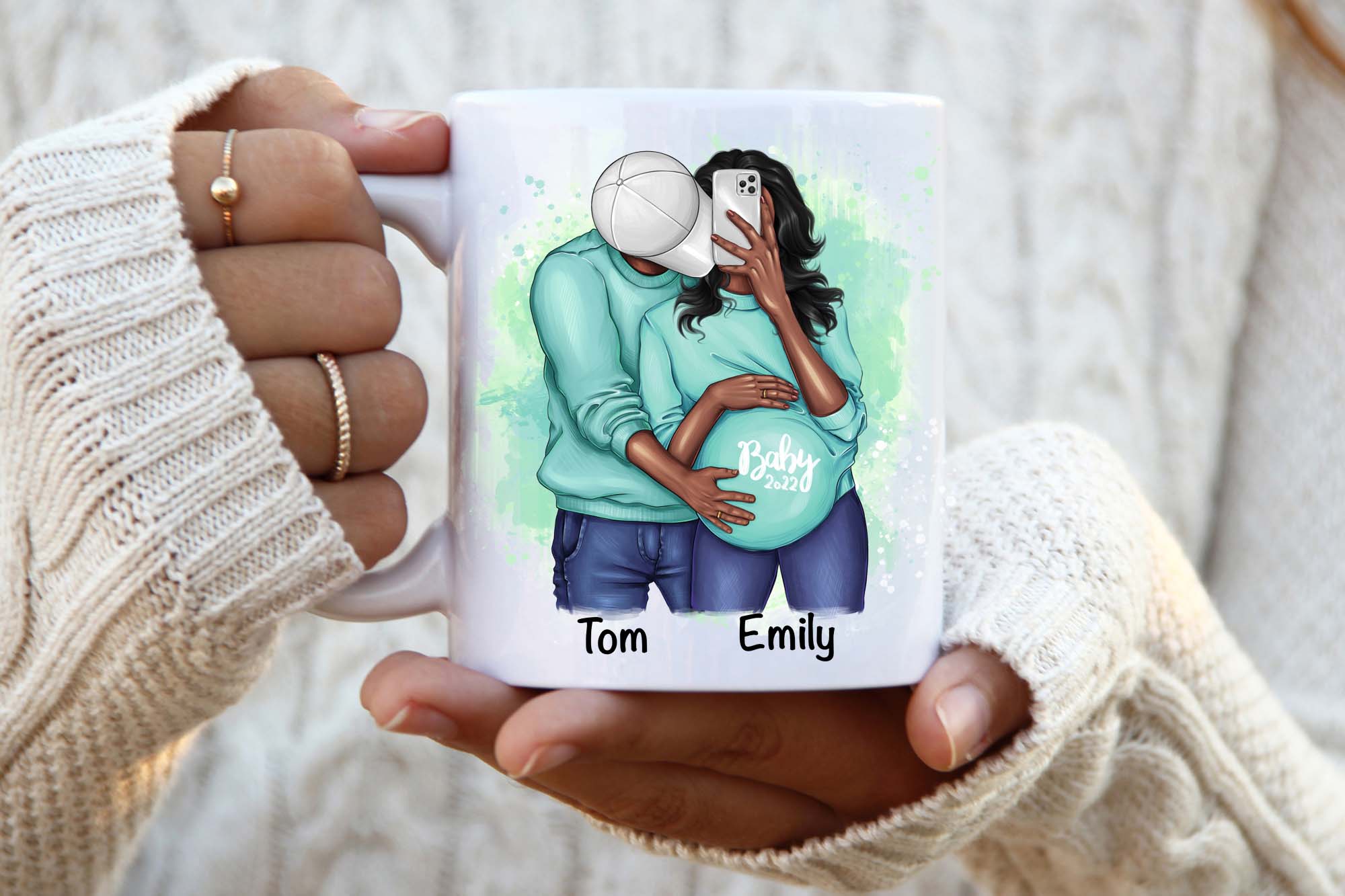 Couple With Pregnant Girl Clipart mug mockup.