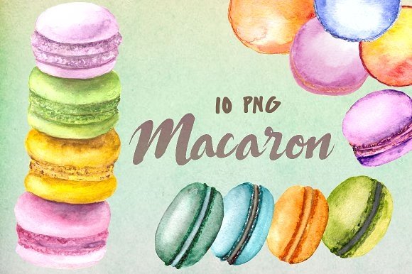 Watercolor macaroons collection in a high quality.