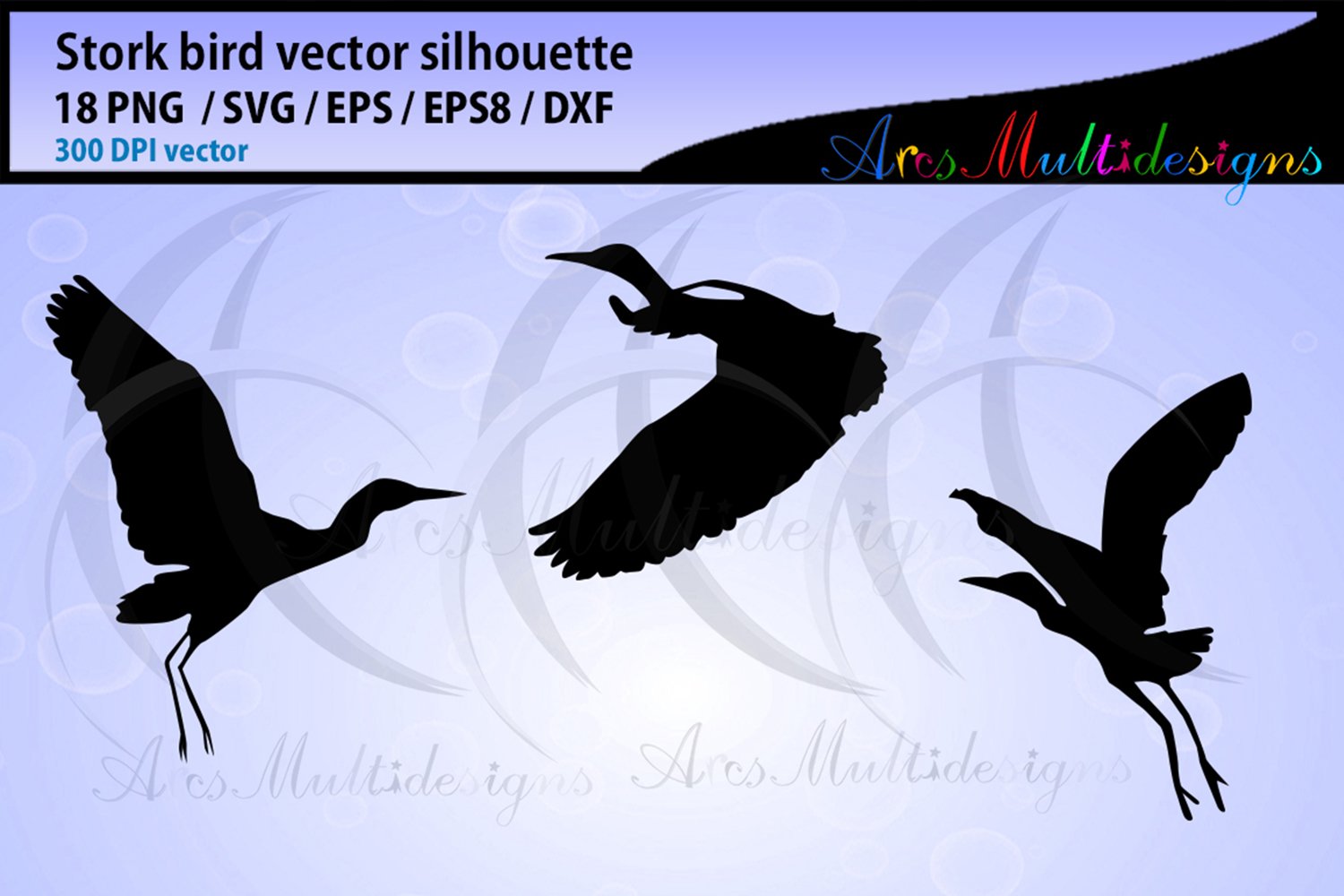 Cover image of Stork bird silhouette svg.