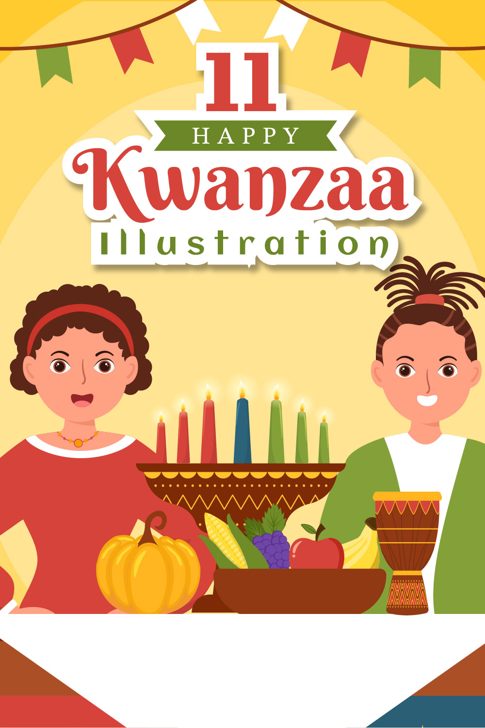 11 Happy Kwanzaa Holiday African Illustration pinterest image.