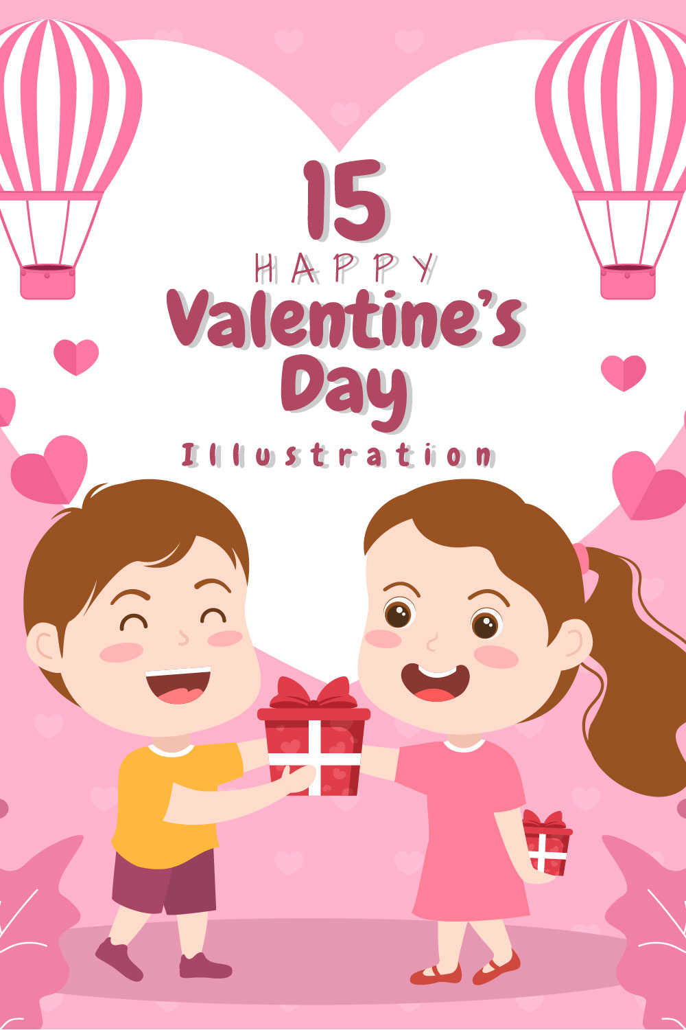 15 Happy Valentines Day Illustration pinterest image.