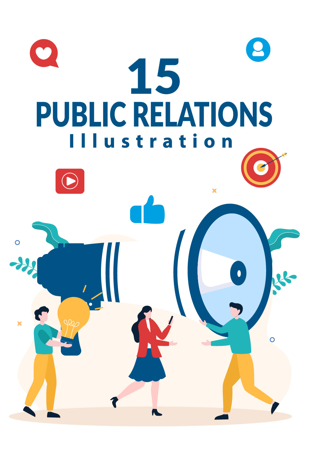 15 Public Relations Illustration pinterest image.
