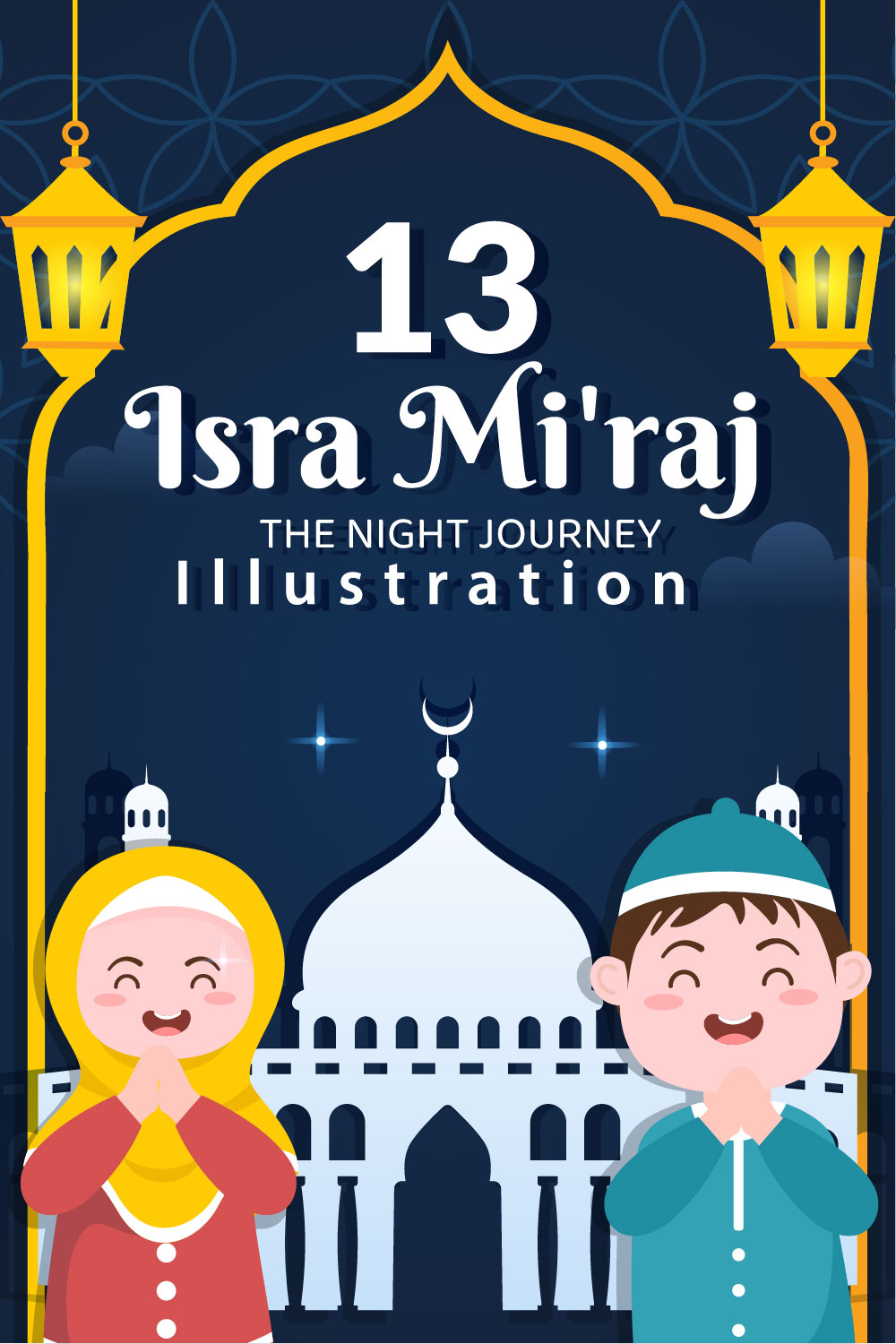 13 Happy Isra Miraj Illustration pinterest image.