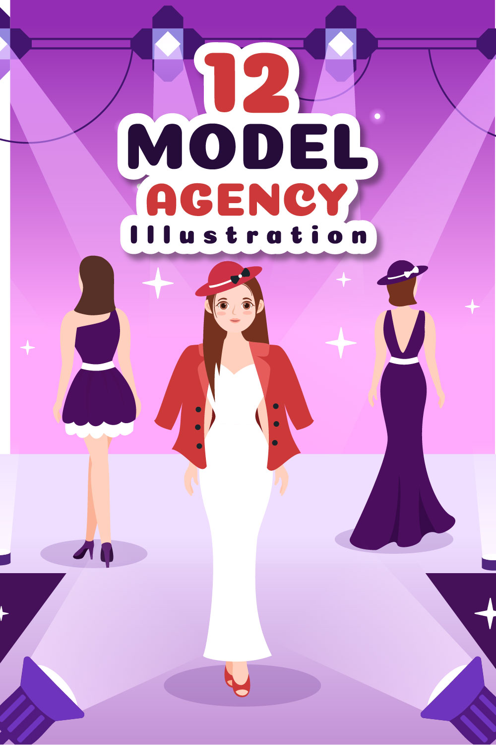 Fashion Podium Model Cartoon Illustration Pinterest image.