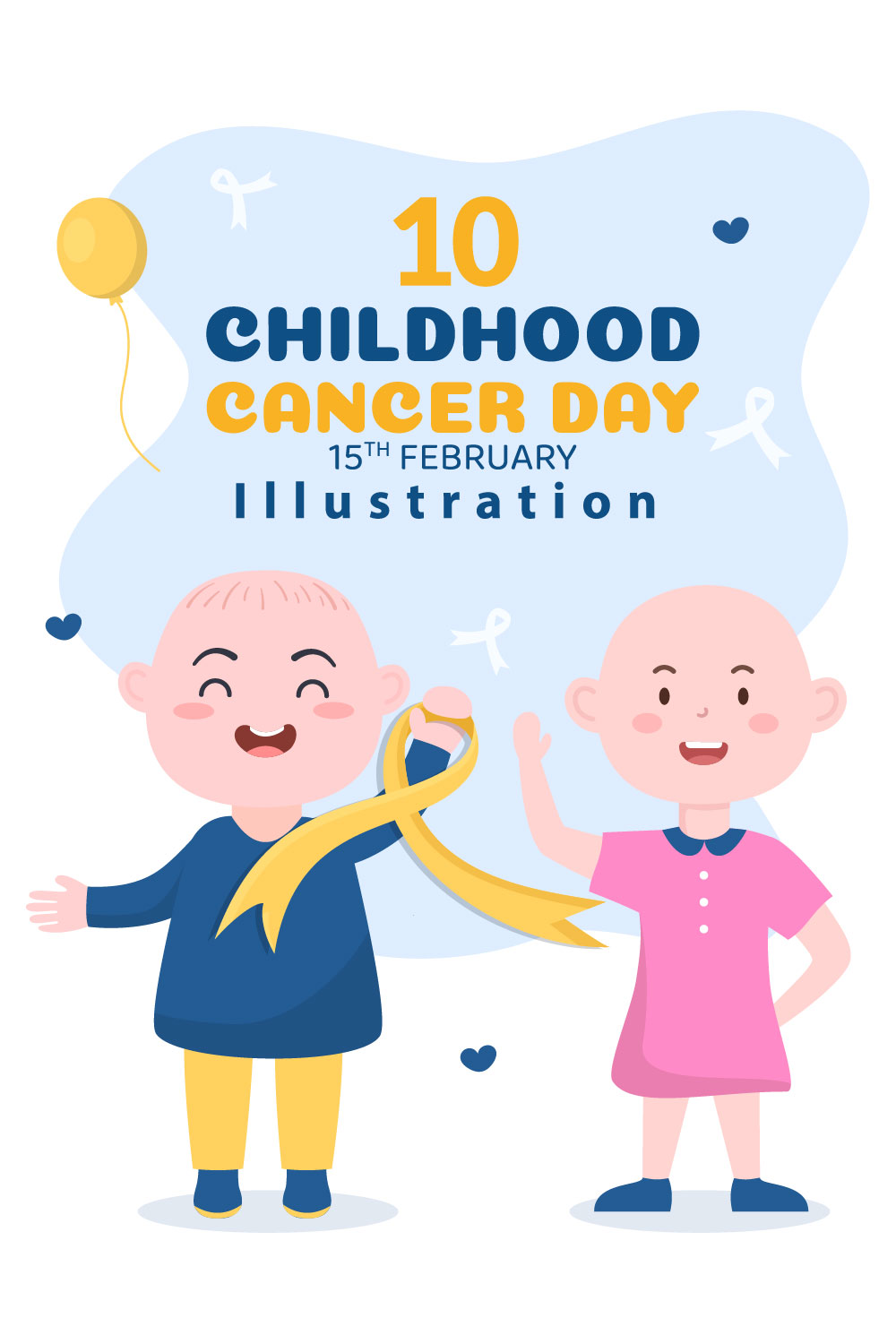 10 International Childhood Cancer Day Illustration pinterest image.