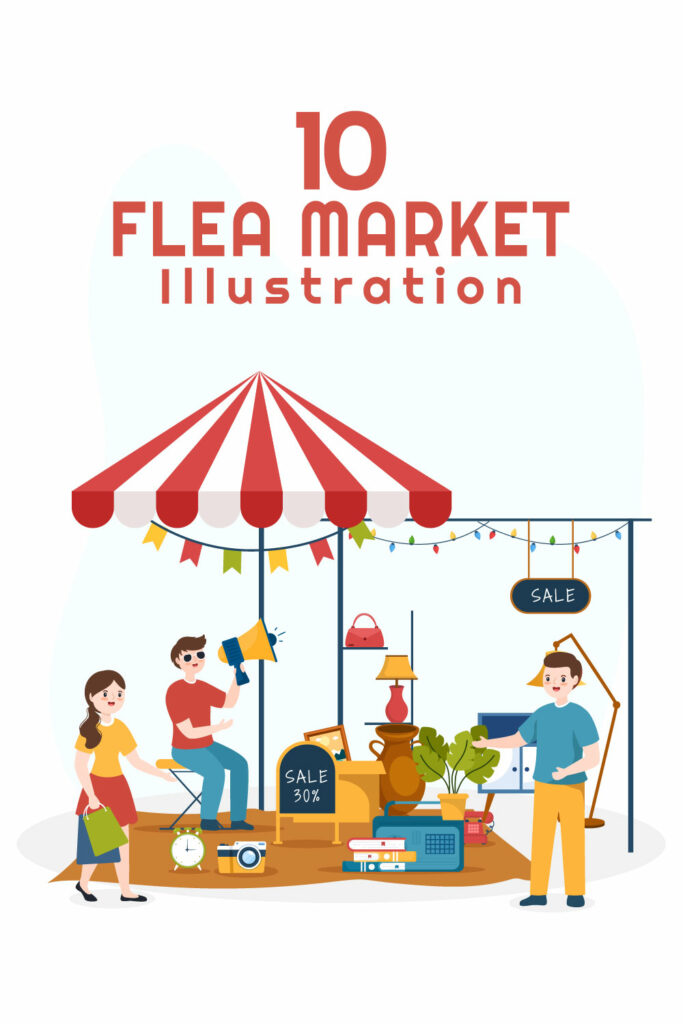 10 Flea Market Second Hand Shop Illustration - MasterBundles