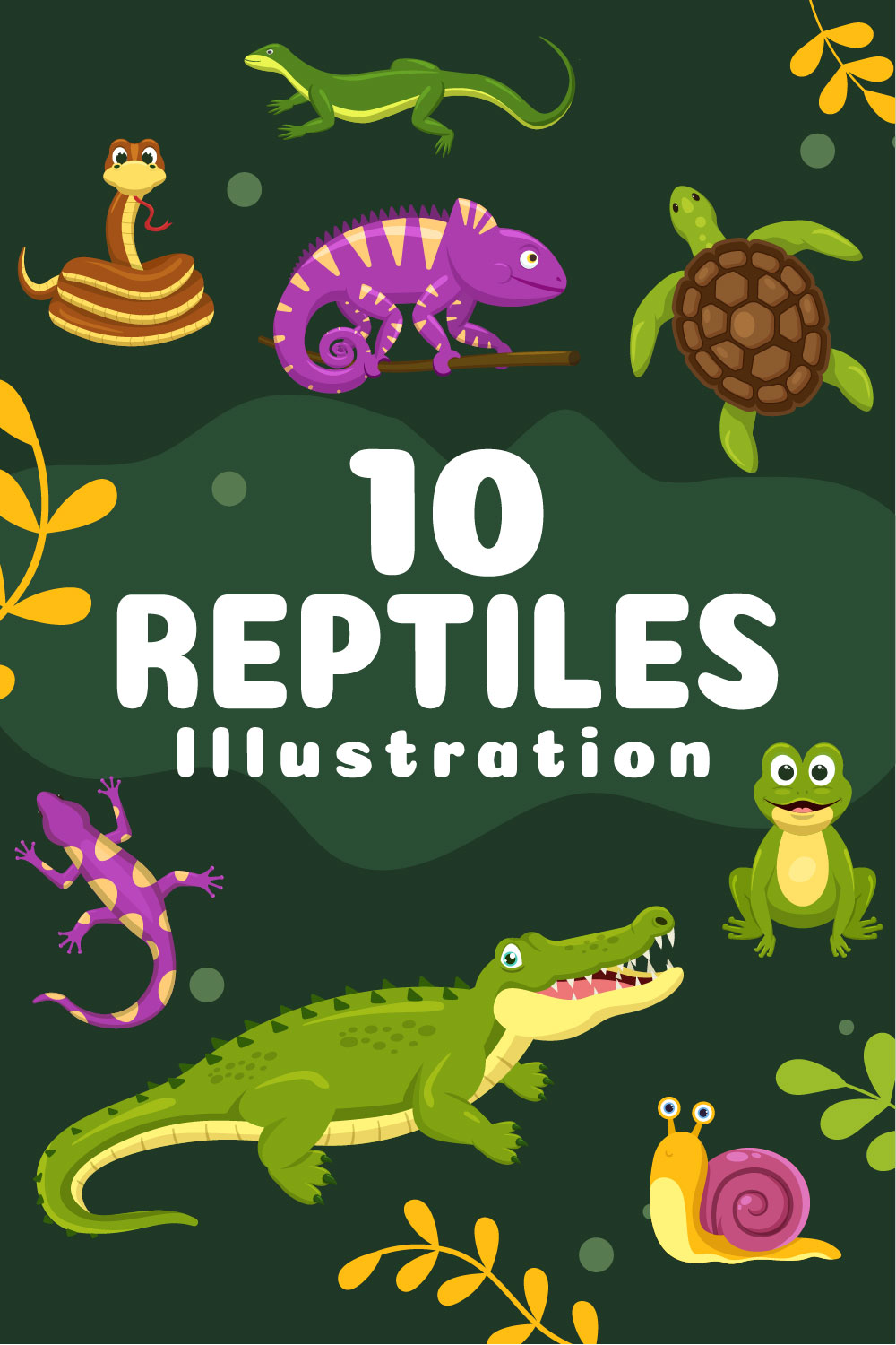 10 Set of Animal Reptile Illustration pinterest image.