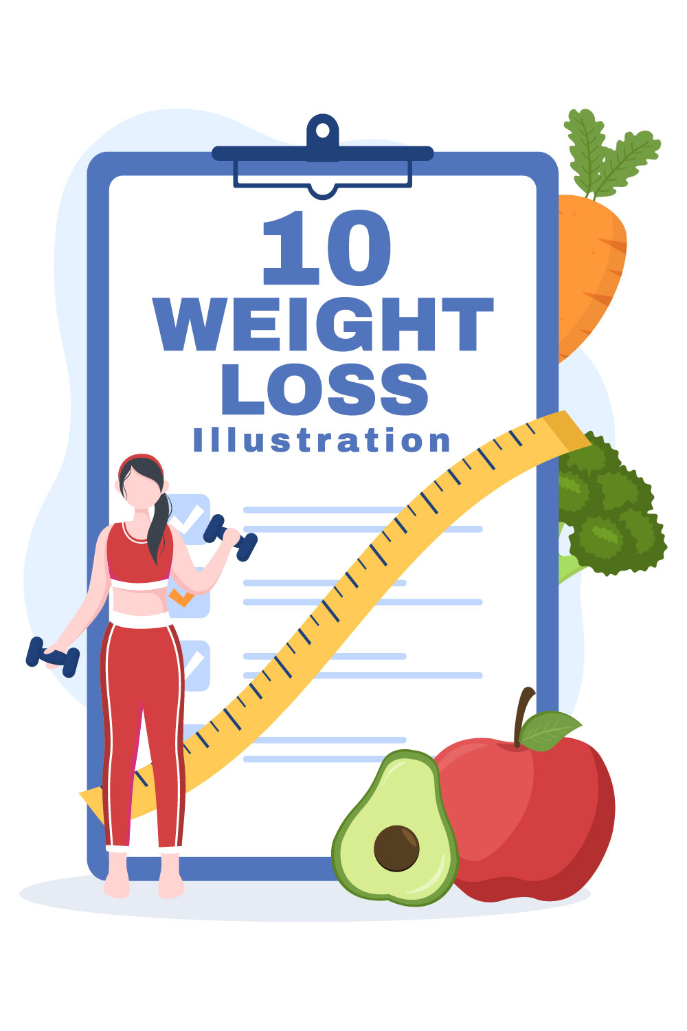 10 Weight Loss Flat Illustration pinterest image.