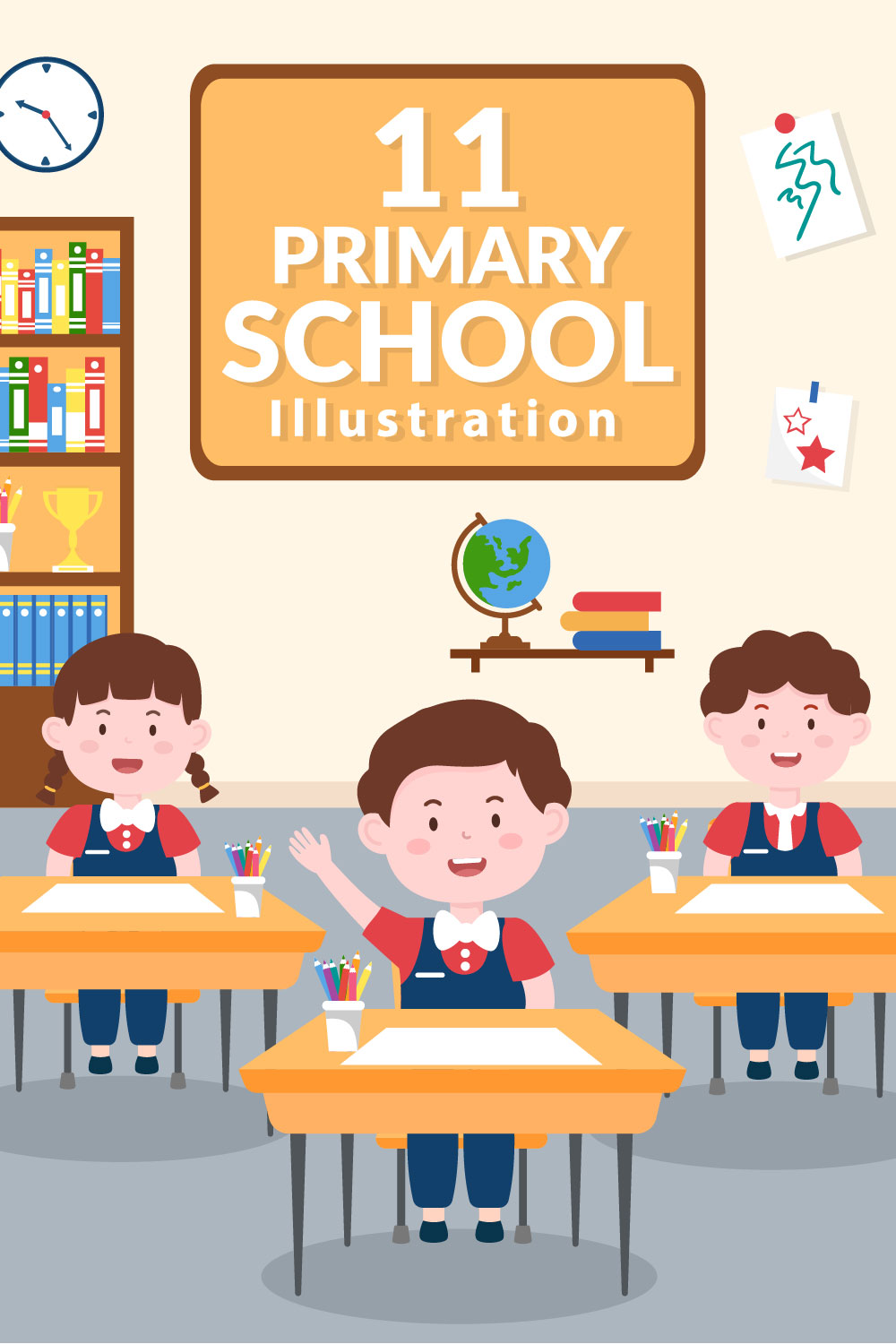 11 Primary School Illustration pinterest image.