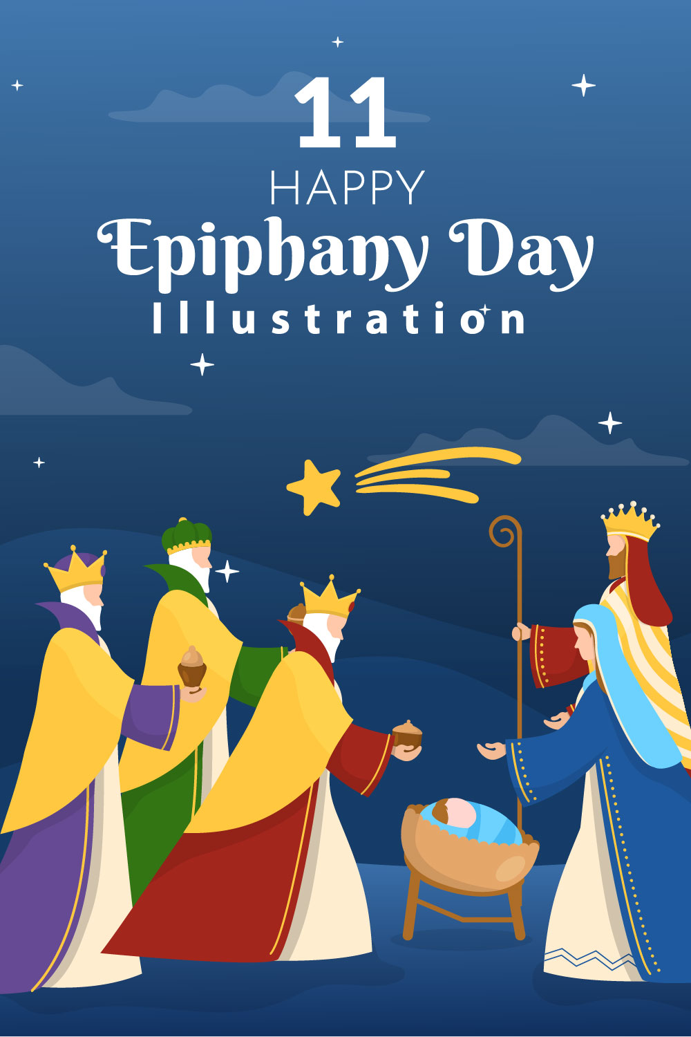 11 Happy Epiphany Day Illustration pinterest image.