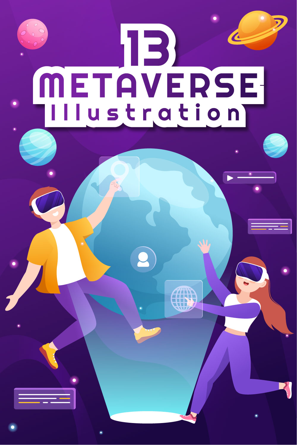 13 Metaverse Digital Virtual Reality Illustration pinterest image.