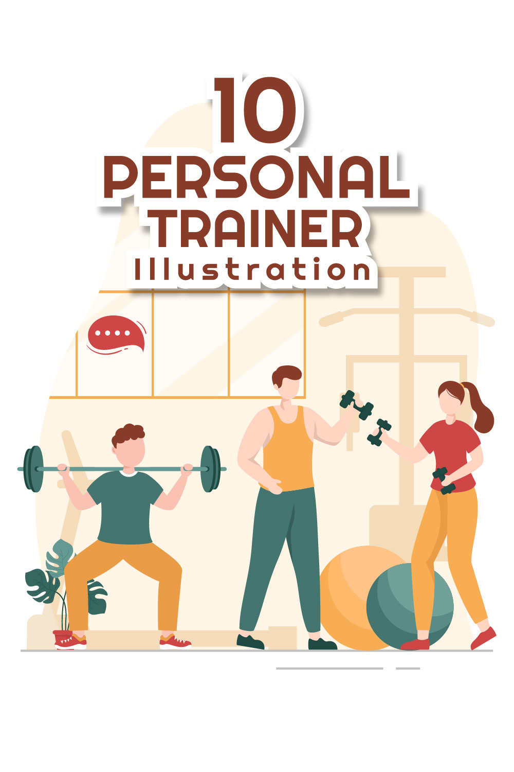 Personal Trainer or Sports Instructor Illustration Pinterest image.