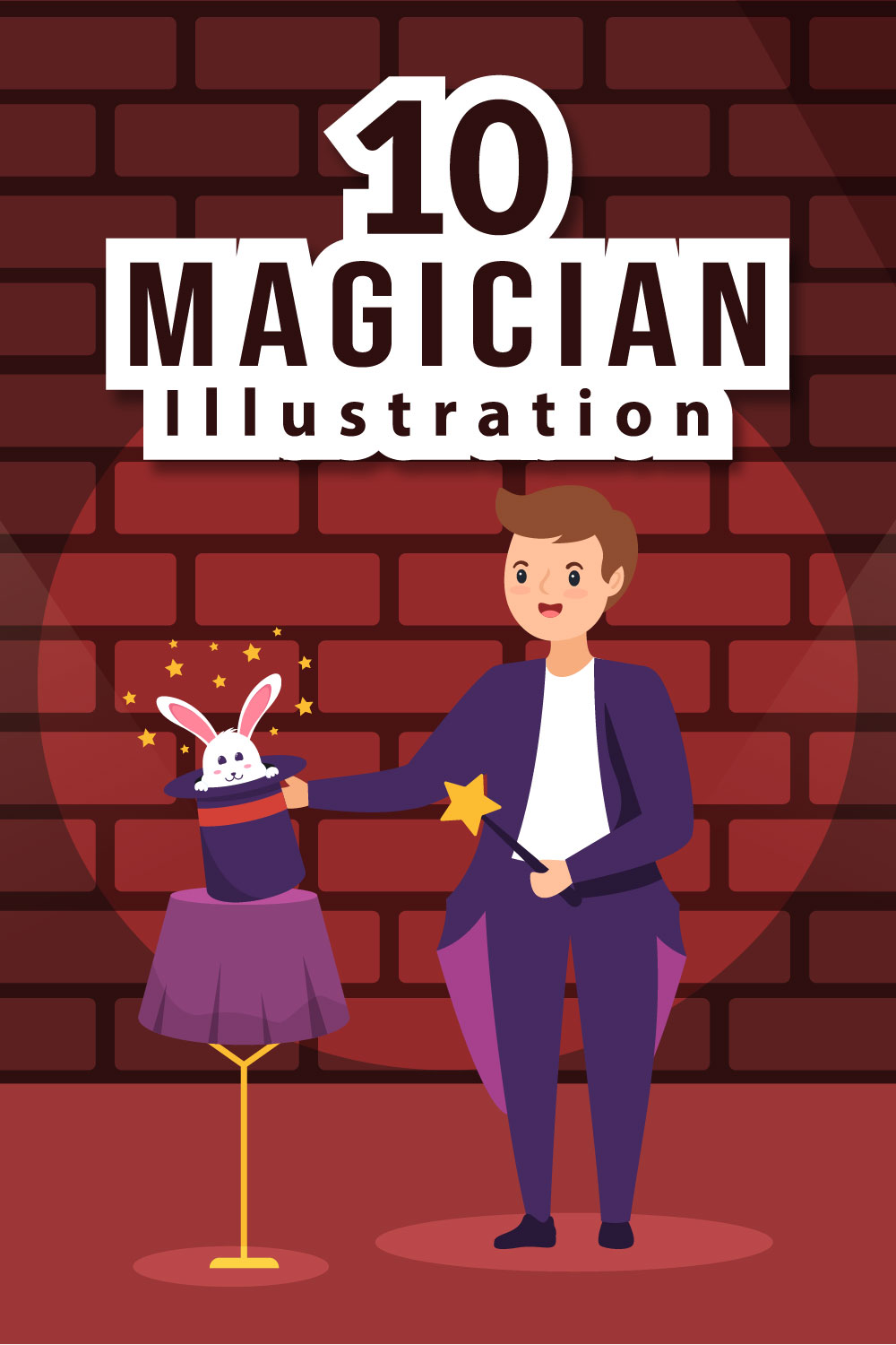 Magician Illusionist Illustration Pinterest image.