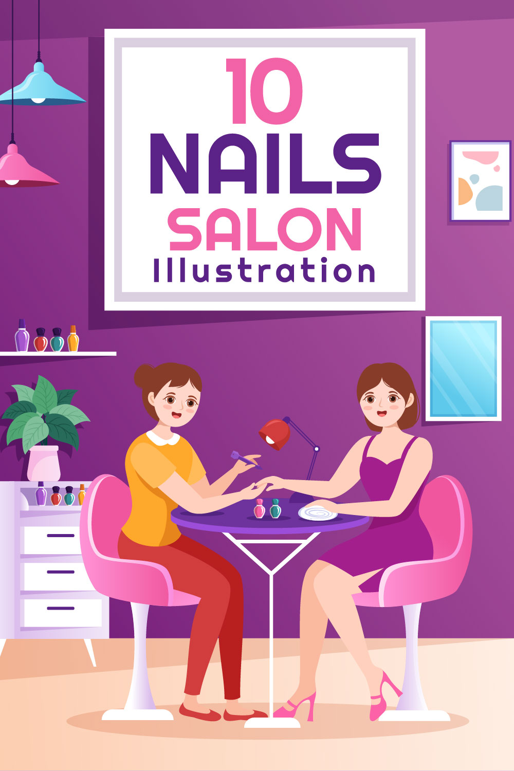 Nail Polish Salon Illustration Pinterest image.