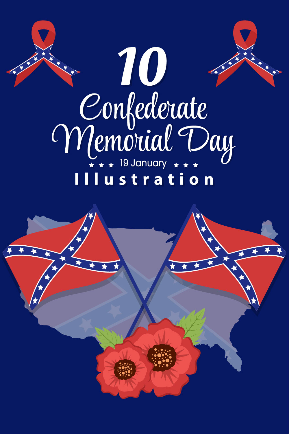 10 Confederate Memorial Day Illustration pinterest image.