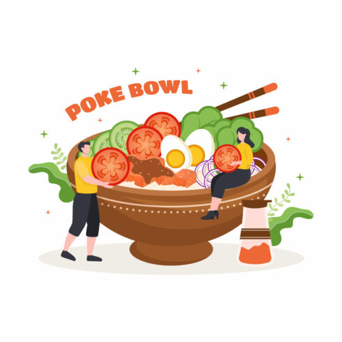 Hawaiian Dish Poke Bowl Illustration cover image.