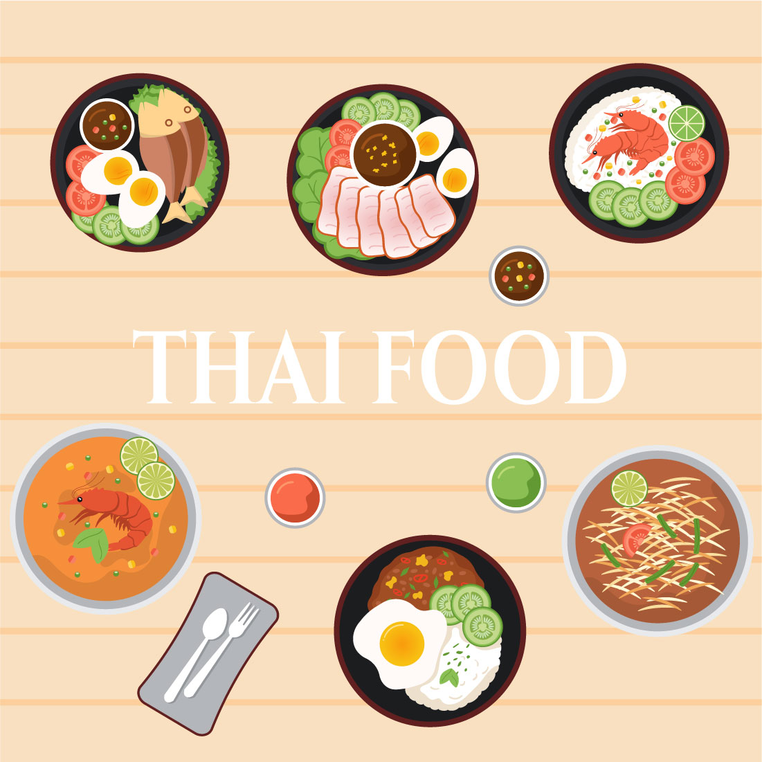 Traditional Thai Food Illustration cover image.