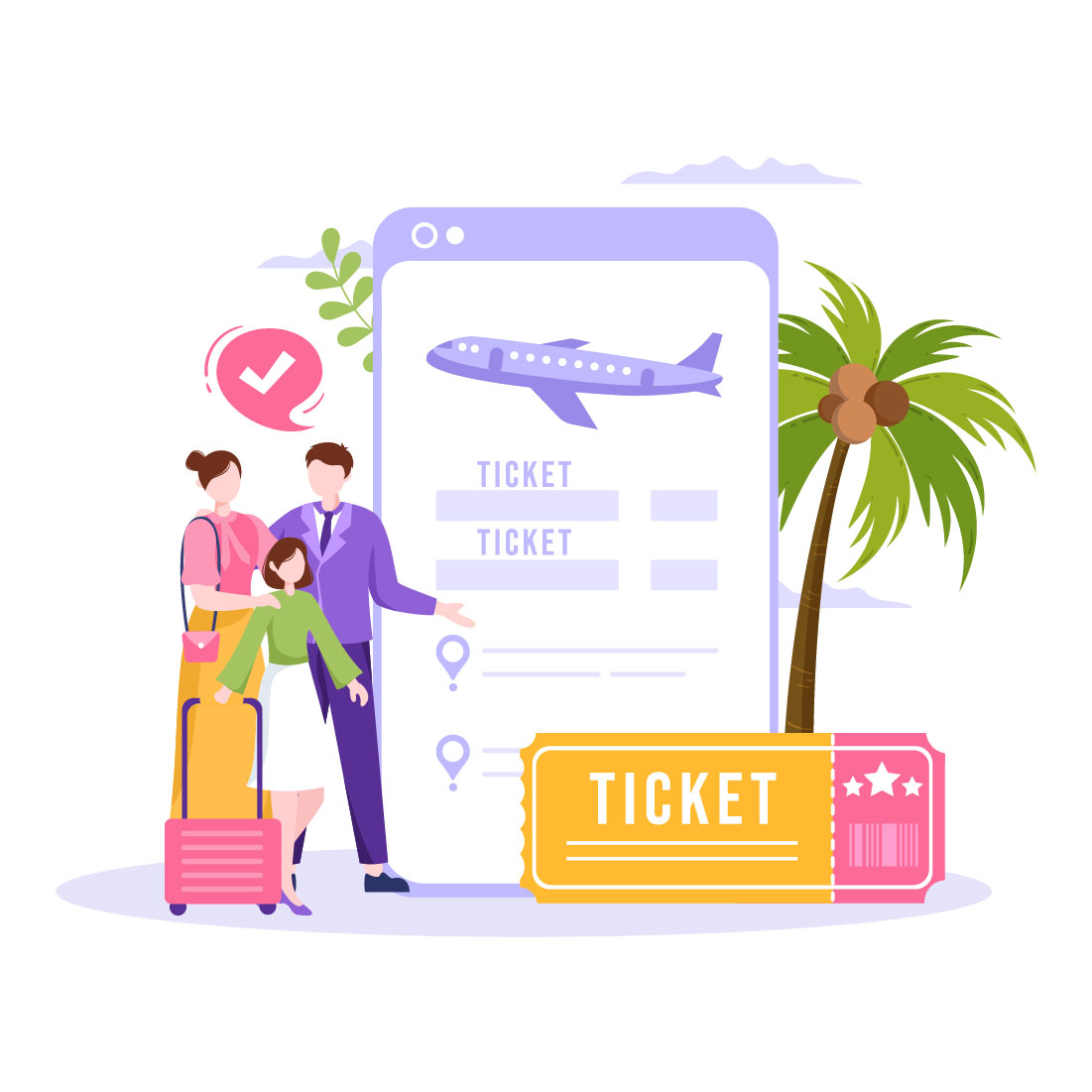 Ticket Travel Online Booking Service Illustration cover image.