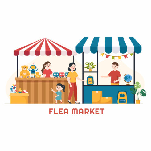 10 Flea Market Second Hand Shop Illustration cover image.