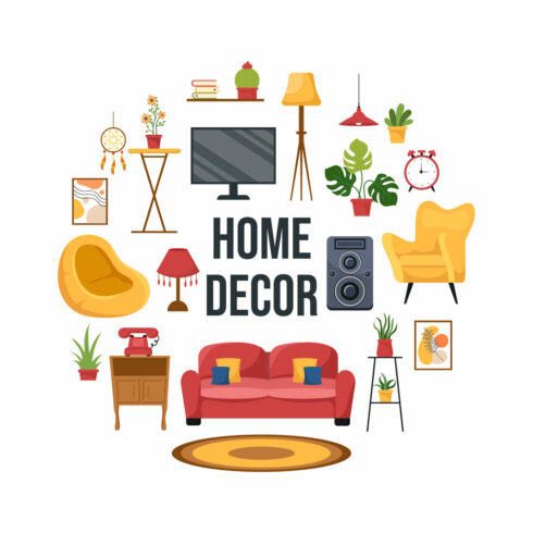 10 Home Decor Living Room Illustration cover image.