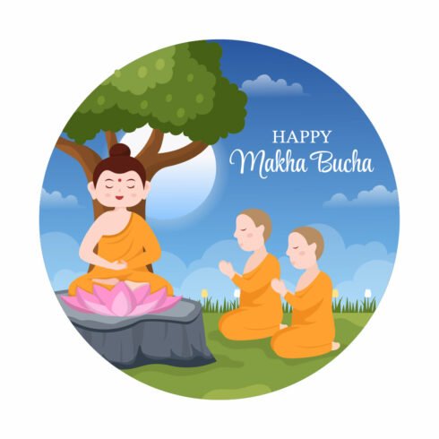 Happy Makha Bucha Day Illustration cover image.